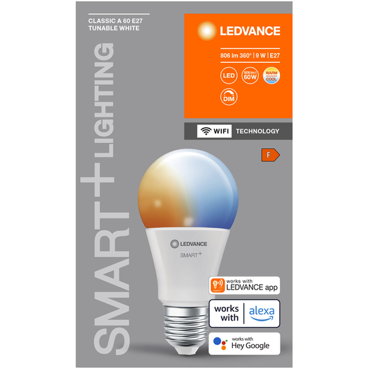 Ledvance led lyspære smart wifi cla 60 tw 9w 806 lumen e27