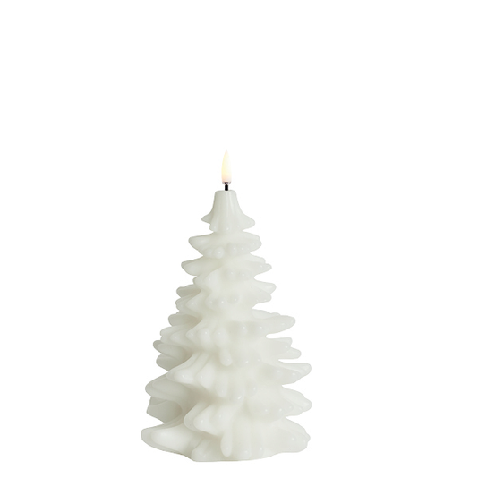 Uyuni juletre med lys hvit 11x21cm